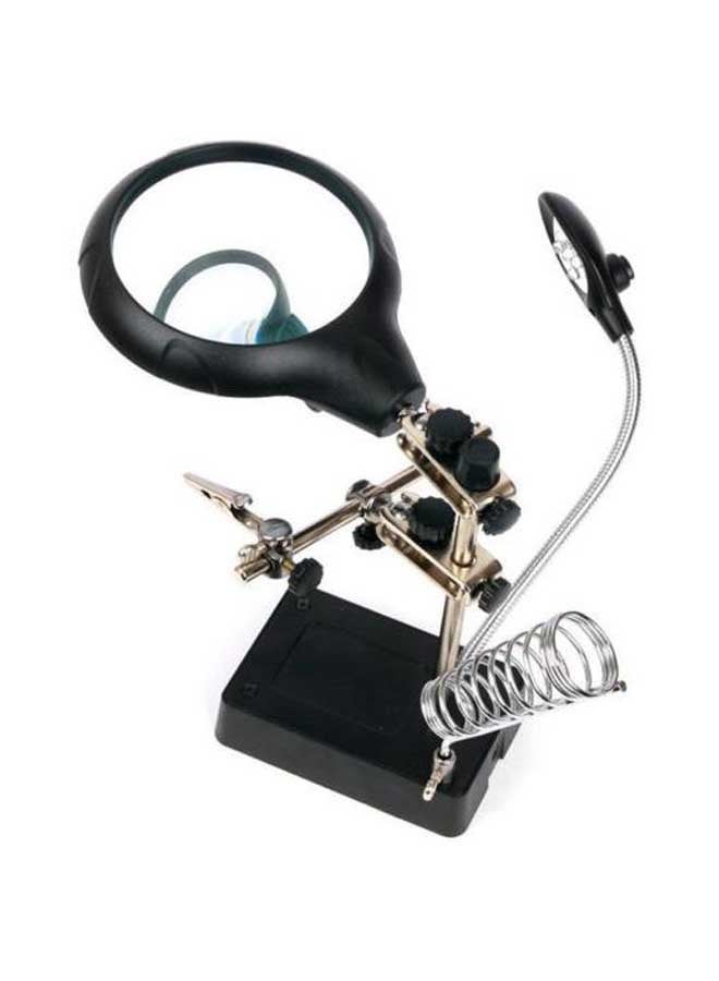 LED Light Magnifier With Soldering Iron Stand Black - Image 1
