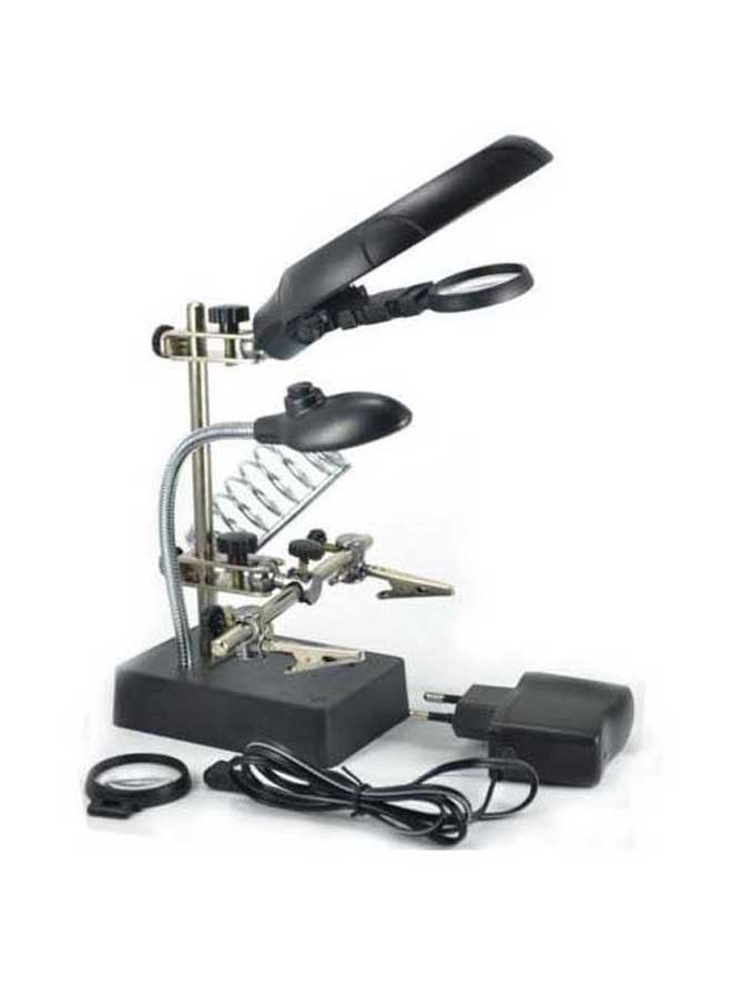 LED Light Magnifier With Soldering Iron Stand Black - Image 2