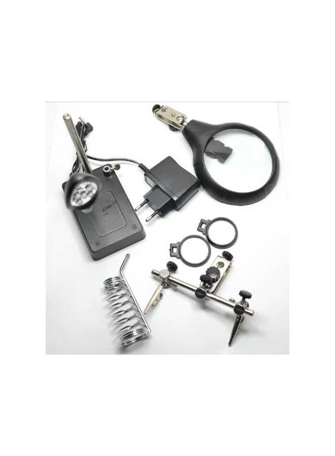 LED Light Magnifier With Soldering Iron Stand Black - Image 3