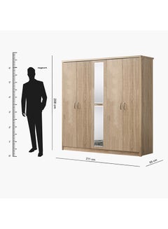 5-Doors Wardrobe with Mirror Beige - v1574864026/N32307785A_7