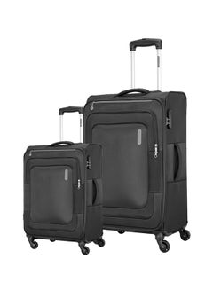 2-Piece Luggage Travel Trolley Bag Set Black