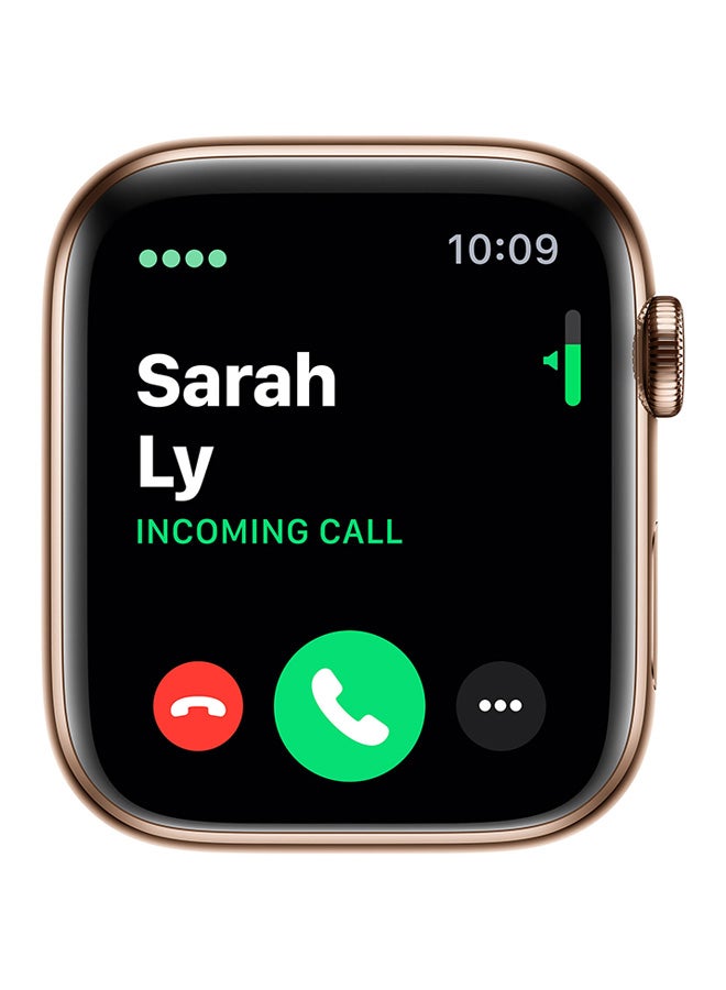 Apple - Watch Series 5 GPS + Cellular Gold Stainless Steel Case With Sport Band 44mm Stone - Image 1