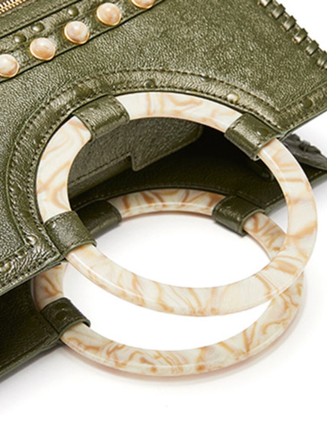 Grain De Beaute Catena Satchel Bag Khaki - Image 5