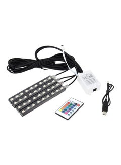 مصباح إضاءة LED للإنارة الداخلية بالسيارة 4 في 1 مزود بمنفذ USB مع ذراع تحكم عن بعد لاسلكية