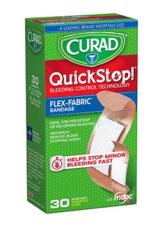 CURAD 30-Piece Quickstop Bleeding Clotting Technology Flex-Fabric Bandage Set 