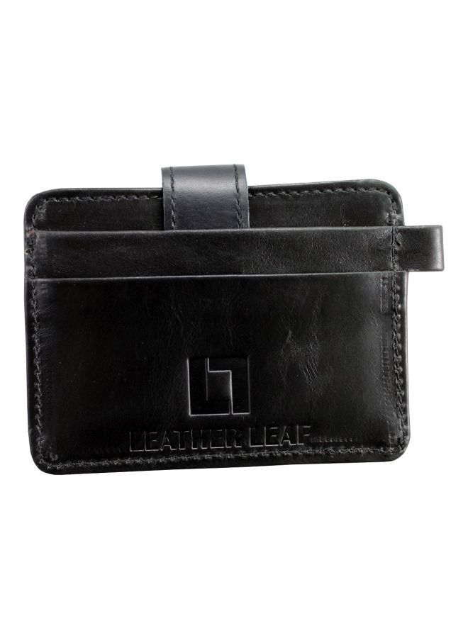 Leather Leaf Leather Card Holder Black  - Image 1