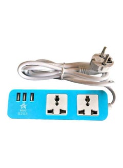 BEDO 2-Outlet Power Strip Blue/White 