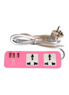 BEDO 2-Outlet Power Strip Pink/White 