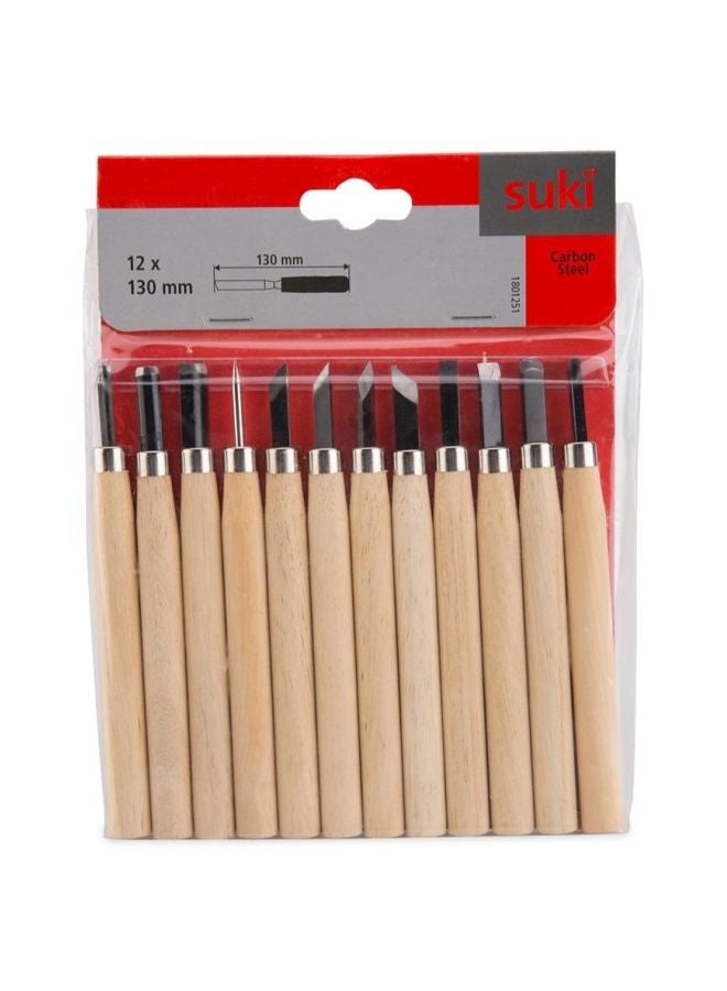 suki 12-Piece Wood Carving Tools Set Beige 15x145x195mm  - Image 2