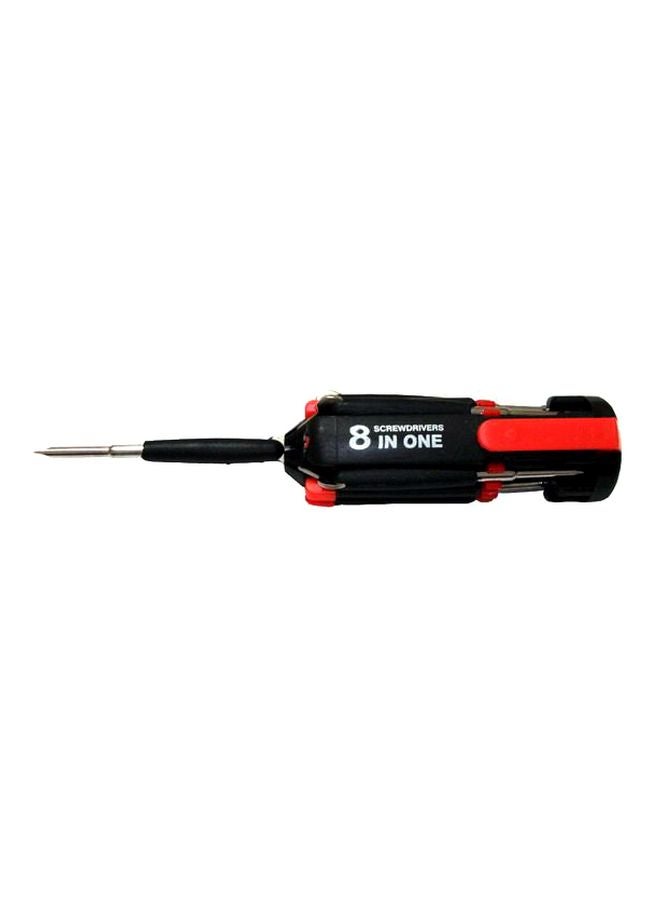Generic 8-In-1 Screwdriver With LED Torch Black/Red/Silver  - Image 1