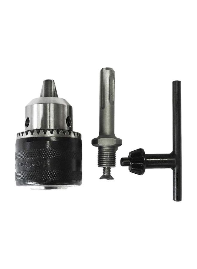 Drill Chuck With Key And Adapter Black/Silver 
