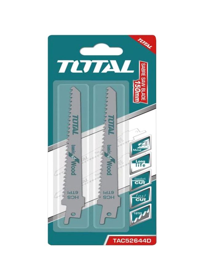 TOTAL Pack Of 2 Sabre Saw Blade Silver 150mm