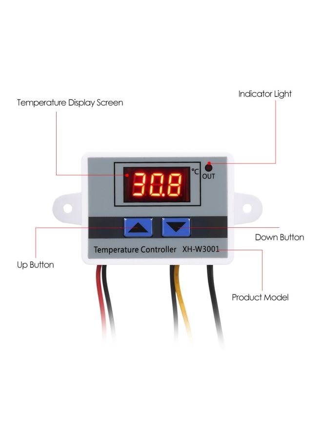 Generic - Digital Microcomputer Temperature Controller White/Grey/Red 60x45x31mm - Image 1