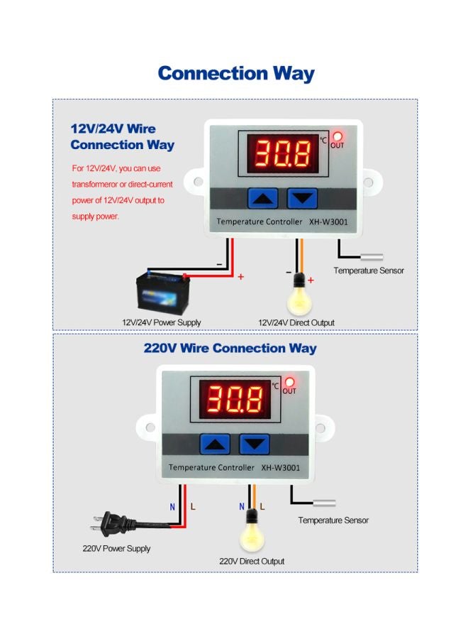 Generic - Digital Microcomputer Temperature Controller White/Grey/Red 60x45x31mm - Image 1