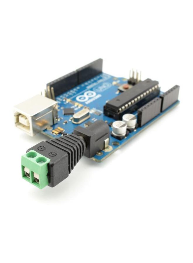 Arduino - Male DC Power Adapter To Screw Terminal Block Black/Chrome/Green - Image 1