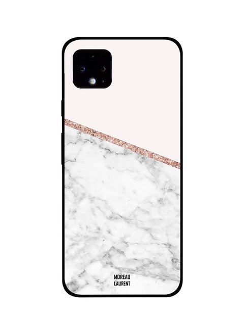 Protective Case Cover For Google Pixel 4 White Marble & Matt Pattern