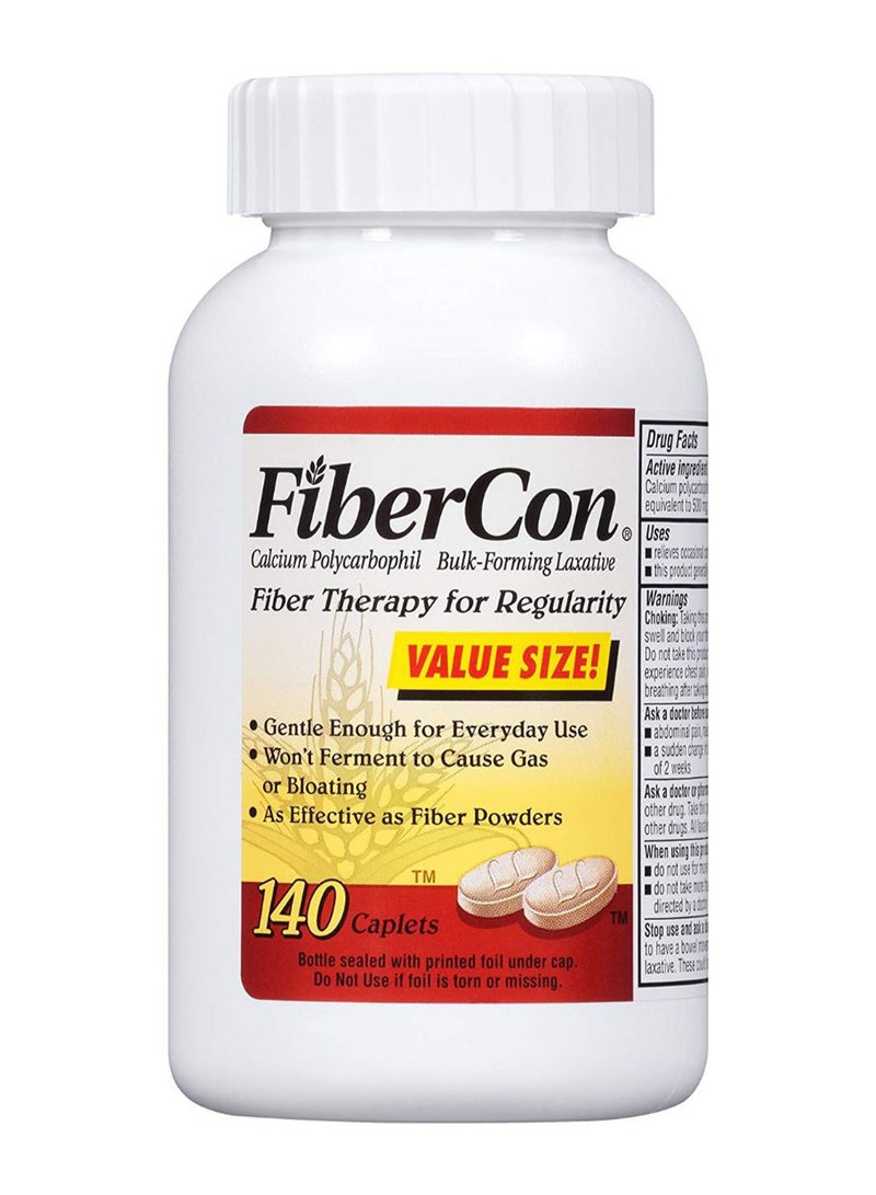 Fibercon Fiber Therapy For Regularity Dietary Supplement - 140 Caplets - Image 1