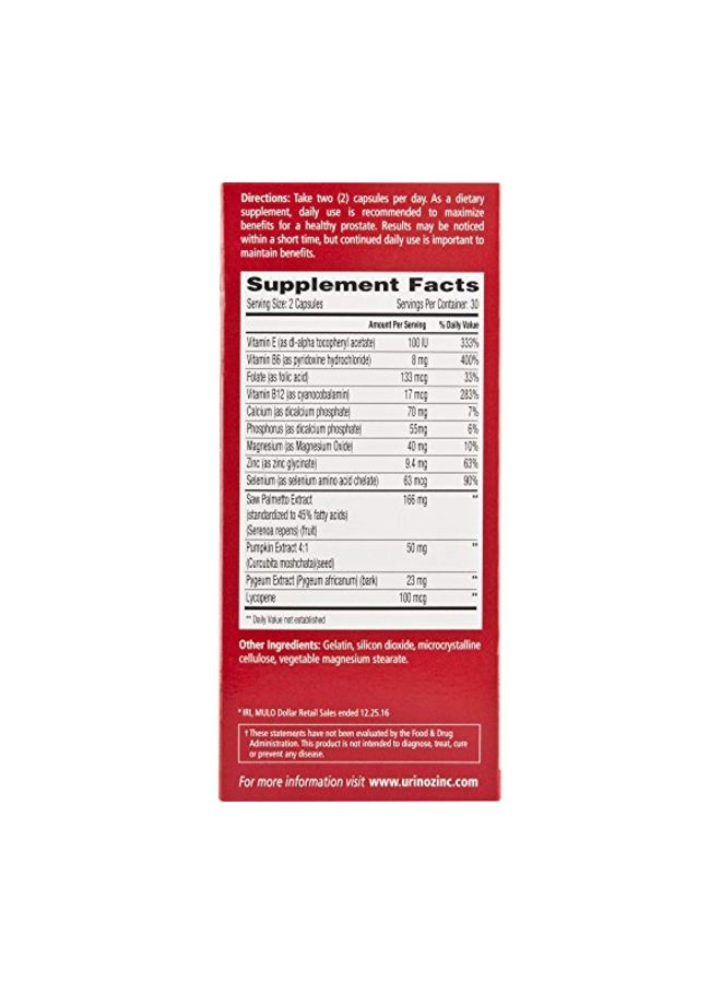 Urinozinc - Prostate Health Complex Classic Formula Dietary Supplement - 60 Capsules - Image 1