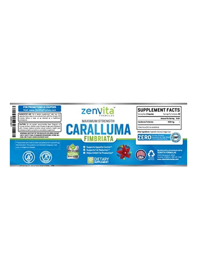 ZenVita Formulas - Maximum Strength Natural Supplement With Pure Caralluma Fimbriata Extract - 120 Caplets - Image 1