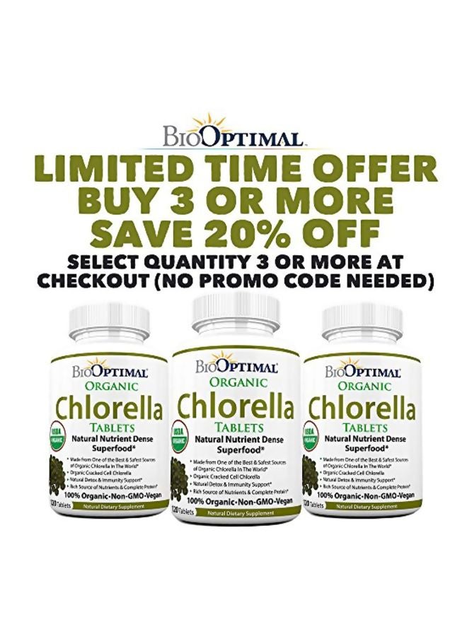 BioOptimal Organic Chlorella Dietary Supplement - 120 Tablets - Image 2