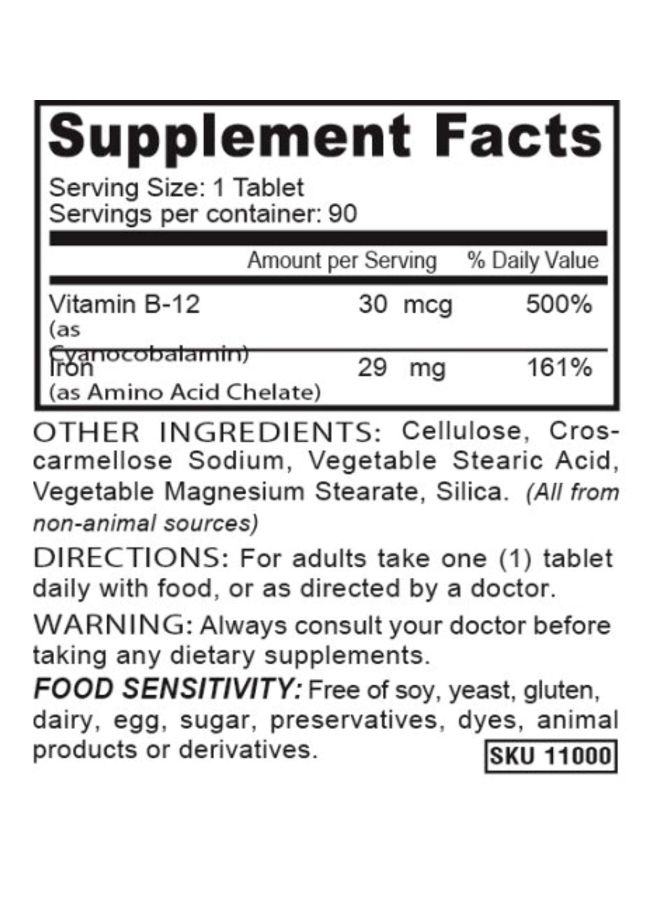 Deva Nutrition Vegan Chelated Iron Supplement 29mg - 90 Tablets - Image 2