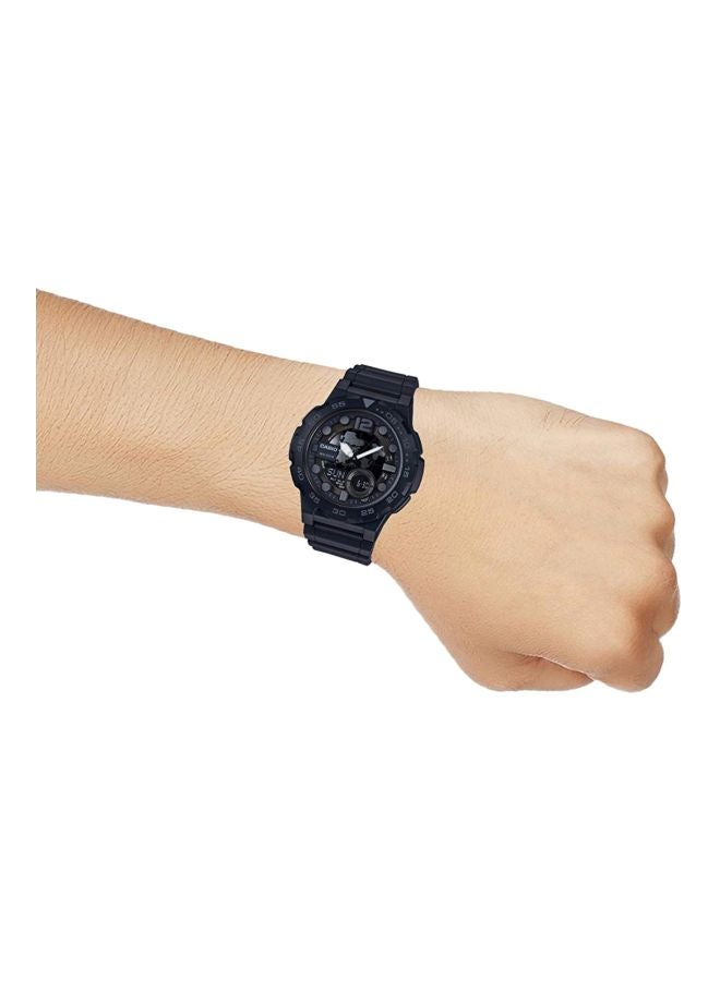 كاسيو ساعة يد بعقارب/ رقمية، مقاومة للماء، طراز AEQ-100W-1BVDF men - Image 4