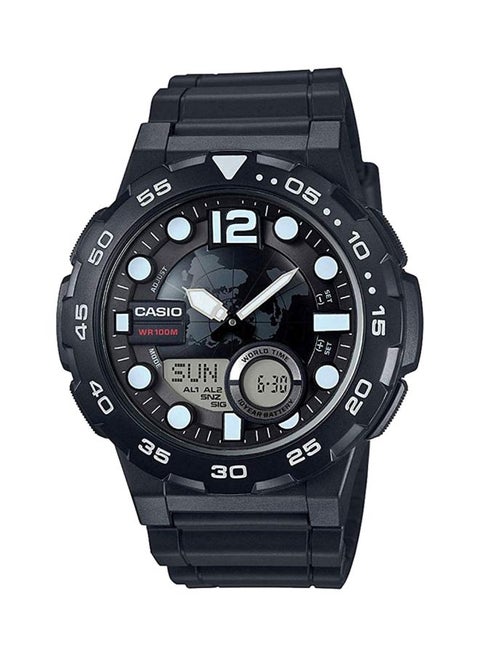 Men's Water Resistant Analog & Digital Watch AEQ-100W-1AVDF - 53 mm - Black