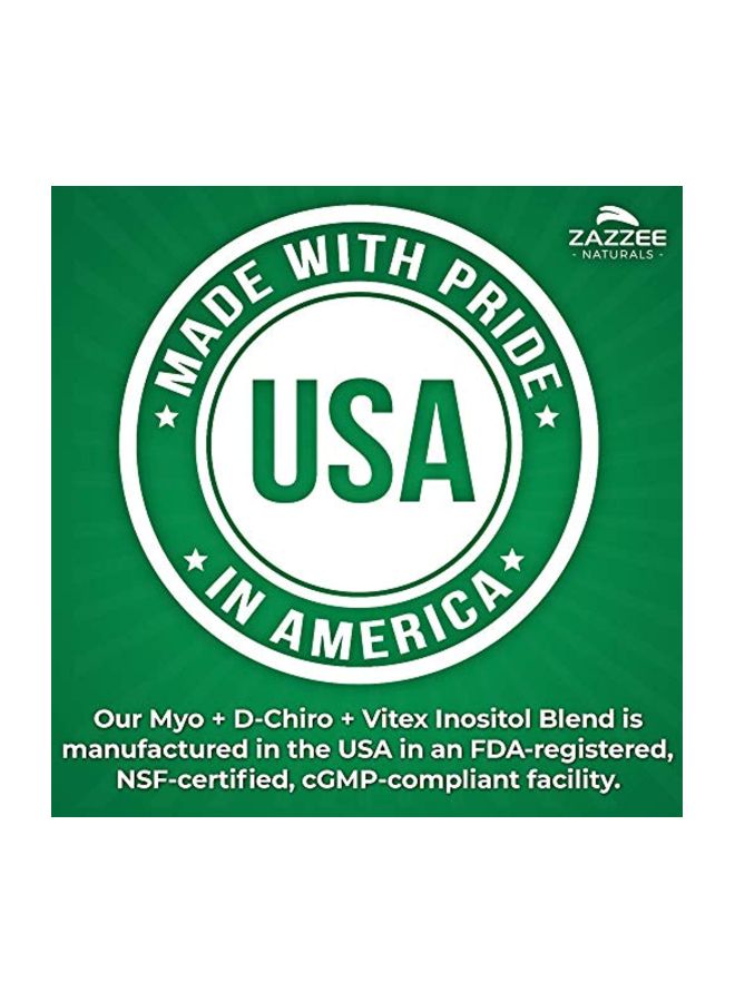 Zazzee - Myo + D-Chiro + Vitex Premium Inositol Blend 500mg Dietary Supplement - 120 Veg Capsules - Image 1