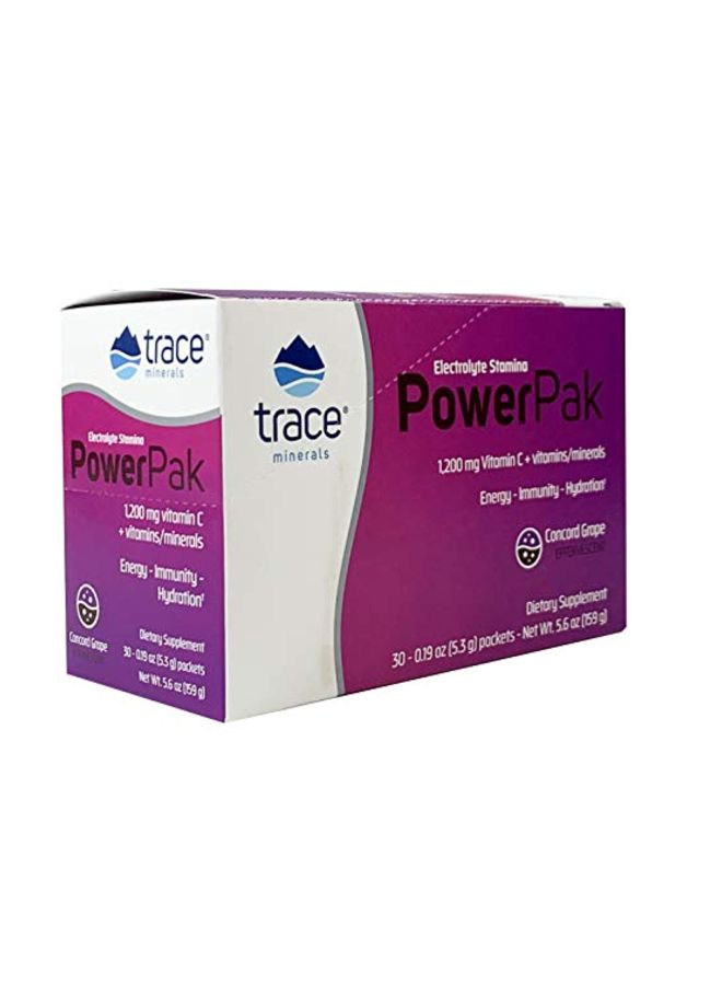 Trace Minerals Research Pack Of 30 Electrolyte Stamina Power Pak Supplement 1200mg - Concorde Grape  - Image 2