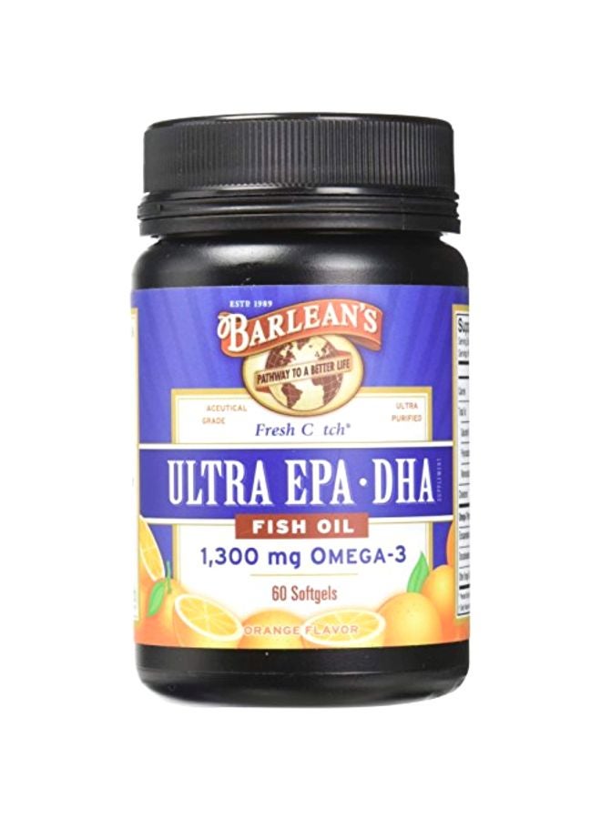 Barlean's Organic Oils - Ultra EPA-DHA 1300mg Dietary Supplement - Orange Flavour - 60 Softgels - Image 1