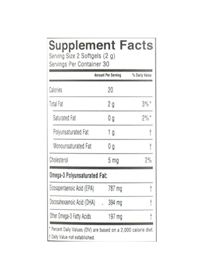 Barlean's Organic Oils - Ultra EPA-DHA 1300mg Dietary Supplement - Orange Flavour - 60 Softgels - Image 1