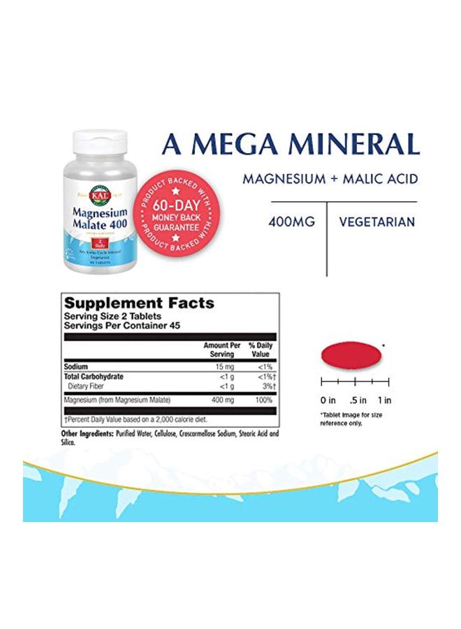KAL - Magnesium Malate 400 Dietary Supplement - 90 Tablets - Image 1