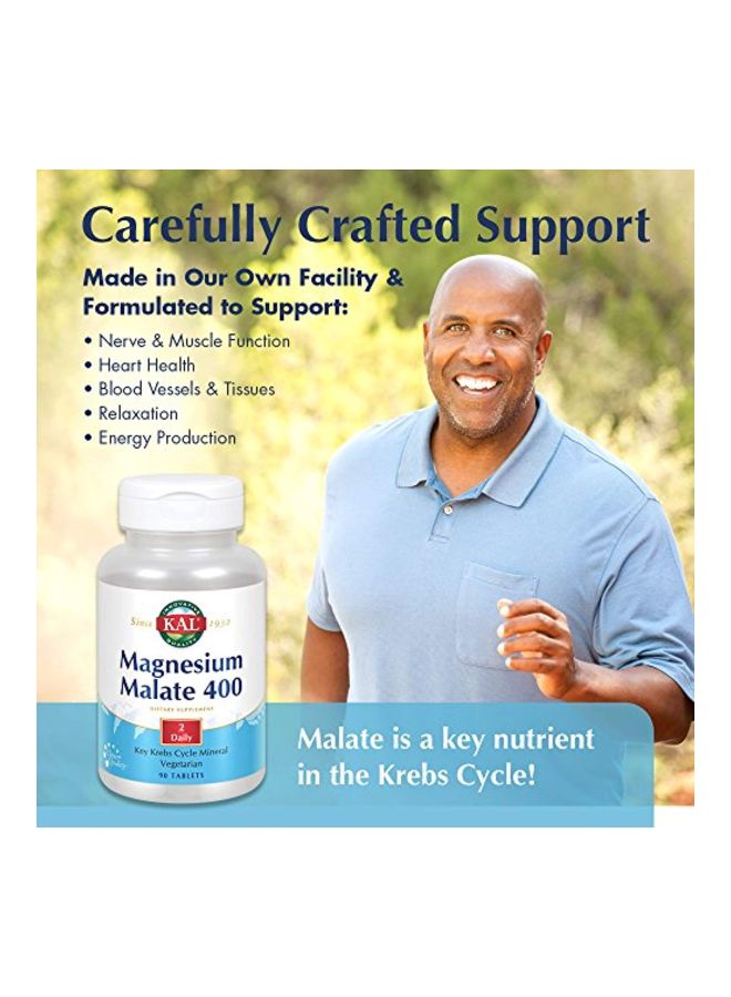 KAL - Magnesium Malate 400 Dietary Supplement - 90 Tablets - Image 1