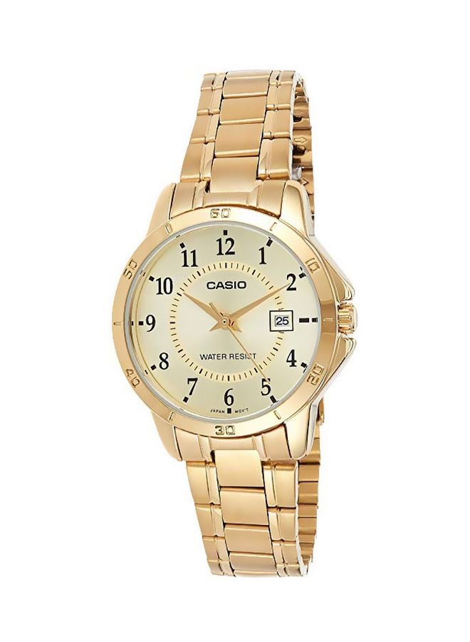 كاسيو ساعة يد بعقارب مقاومة للماء طراز LTP-V004G-9BUDF - 30 مم - ذهبي للنساء - Image 1