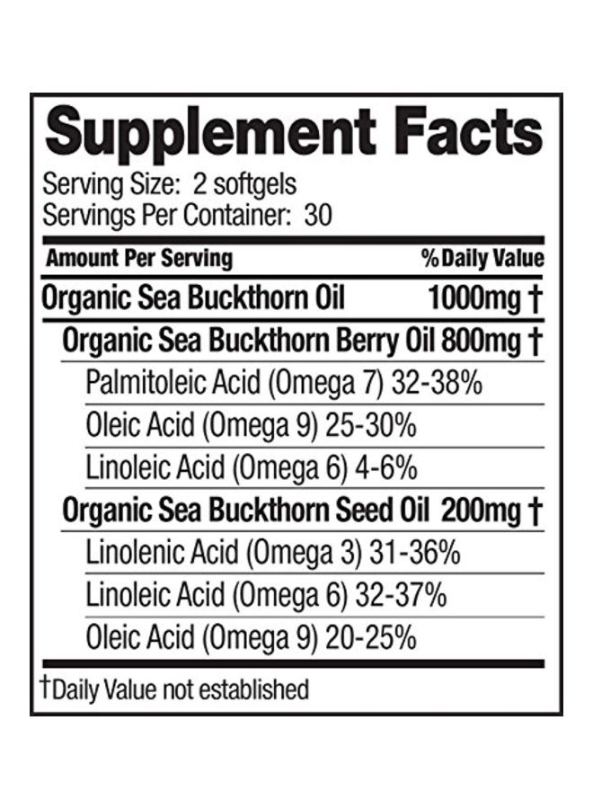 seabuckwonders - Sea Buckthorn Oil Blend With Omega-7 500mg - 60 Softgels - Image 1