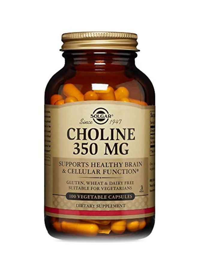 Solgar Choline 350 MG Dietary Supplement - 100 Vegetable Capsules - Image 1
