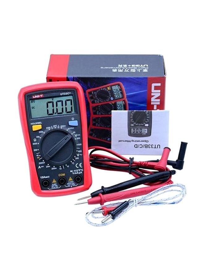 يوني تي - UT33C + مقياس رقمي متعدد كهربائي محمول باليد، نطاق يدوي لدرجة الحرارة الحالية AC/DC، أحمر/أسود أحمر وأسود - Image 1