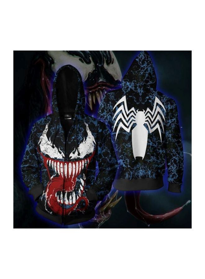 Printed Hooded Sweatshirt Black/Blue/Red - Image 4