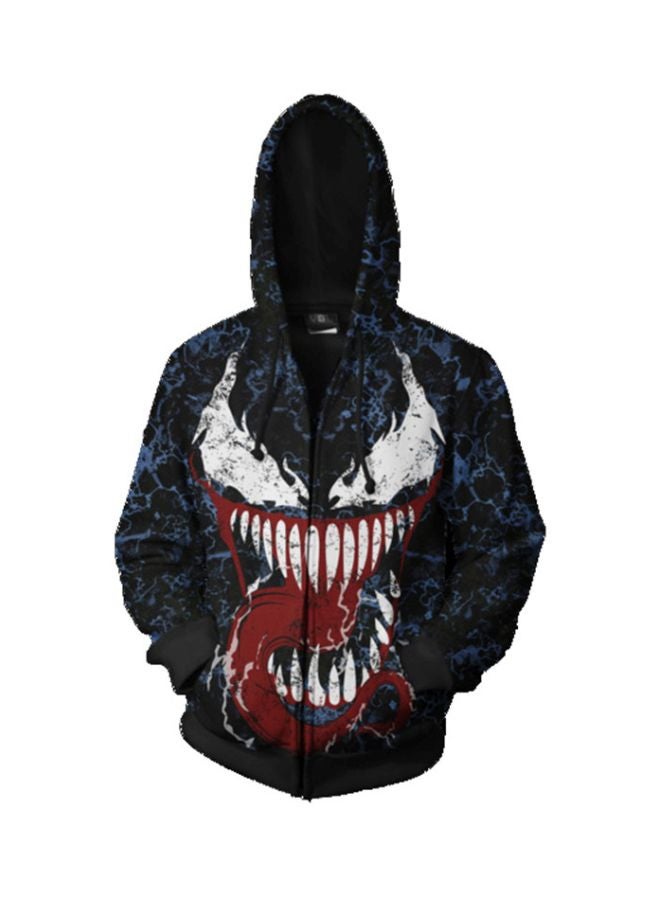 Printed Hooded Sweatshirt Black/Blue/Red - Image 1