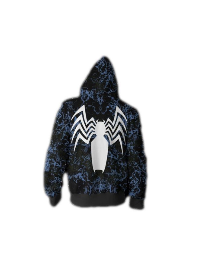 Printed Hooded Sweatshirt Black/Blue/Red - Image 2