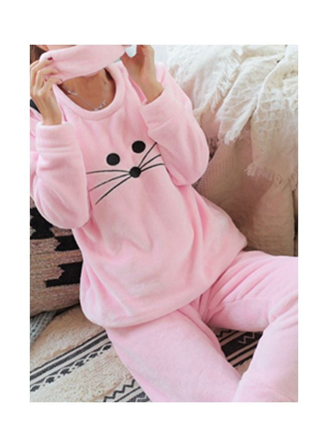 2-Piece Long Sleeve Printed Pyjama Set Pink  - Image 3