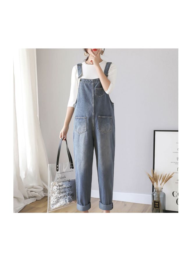 Generic - Cotton Blend Vintage Maternity Dungarees Blue - Image 1