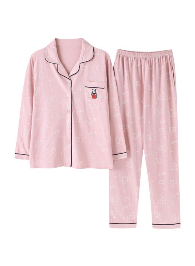 2-Piece Long Sleeve Pyjama Set Pink  - Image 1