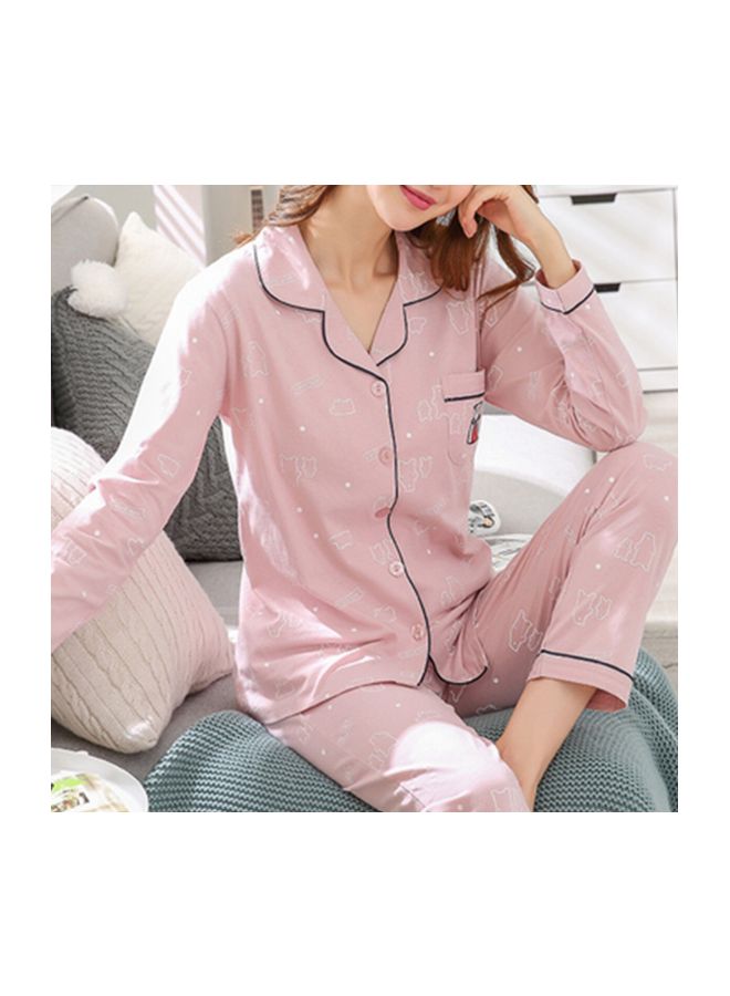 2-Piece Long Sleeve Pyjama Set Pink  - Image 3
