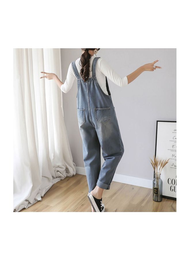 Generic - Cotton Blend Vintage Maternity Dungarees Blue - Image 1