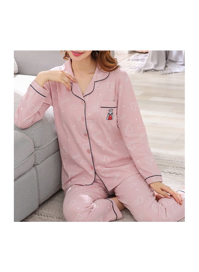2-Piece Long Sleeve Pyjama Set Pink  - Image 4