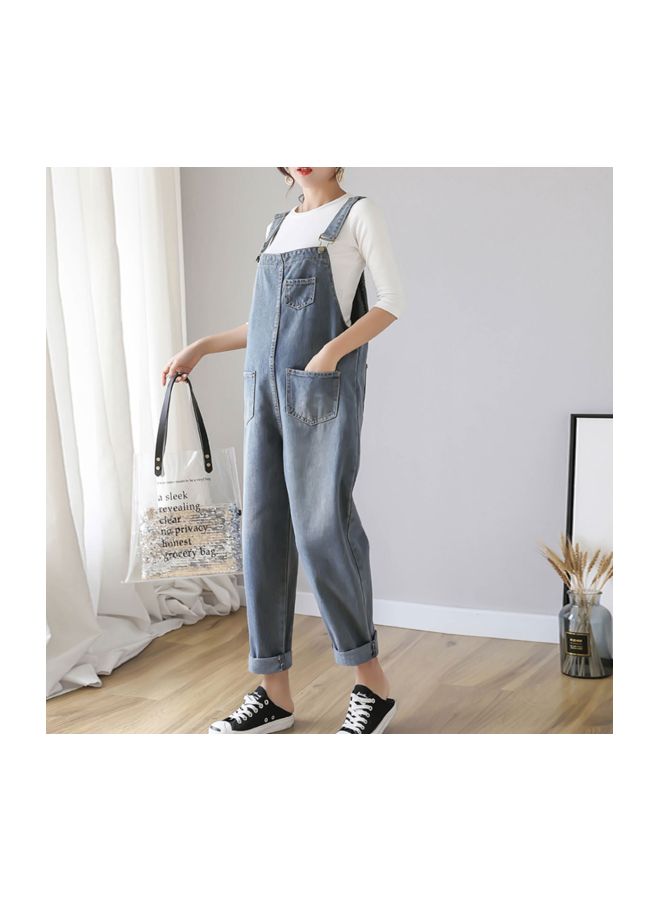 Generic - Cotton Blend Vintage Maternity Dungarees Blue - Image 1