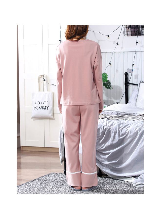 2-Piece Printed Maternity Pajama Set Pink/White/Black - Image 2