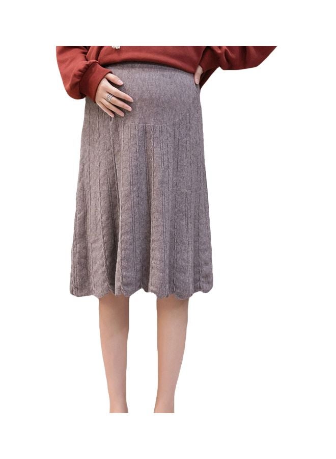 Cotton Blend Knitted Skirt Grey - Image 1