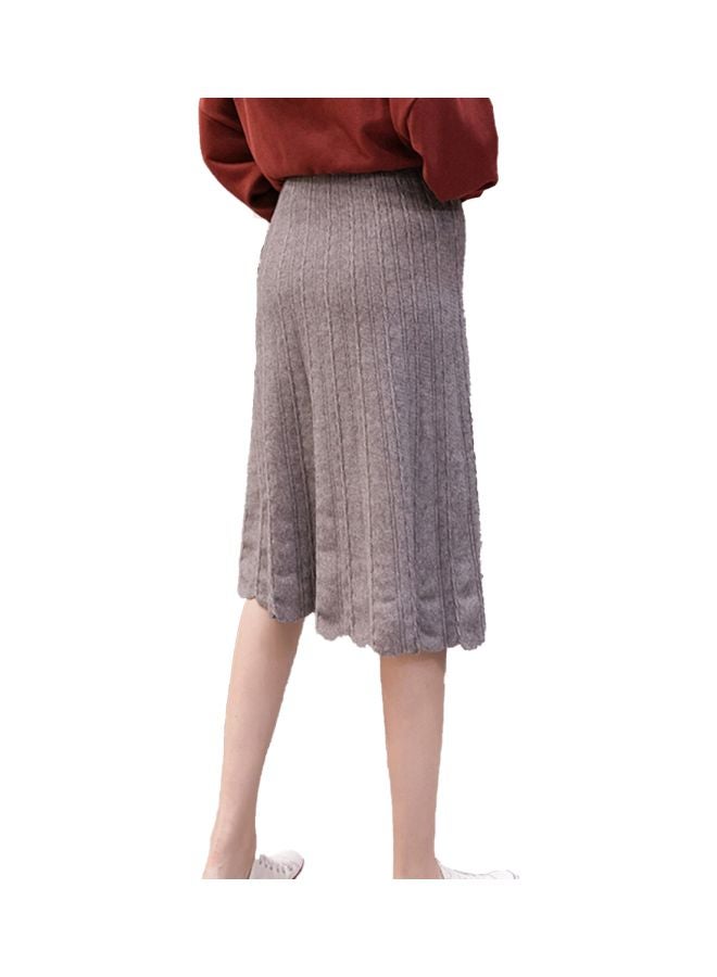 Cotton Blend Knitted Skirt Grey - Image 2